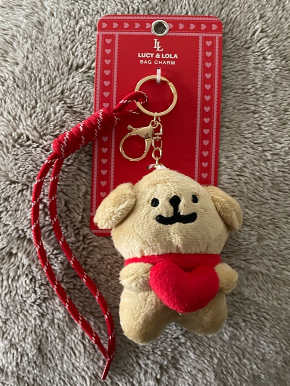 Lucy & Lola Plush Maltese Bag Charm with Red Heart